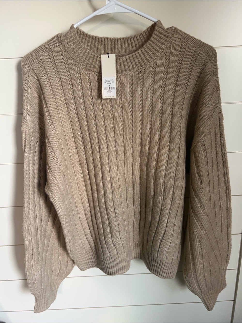 Ribbed Crewneck Sweater - Taupe